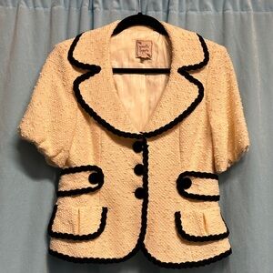 Nanette Lepore Cream Bouclé Jacket with Black Trim